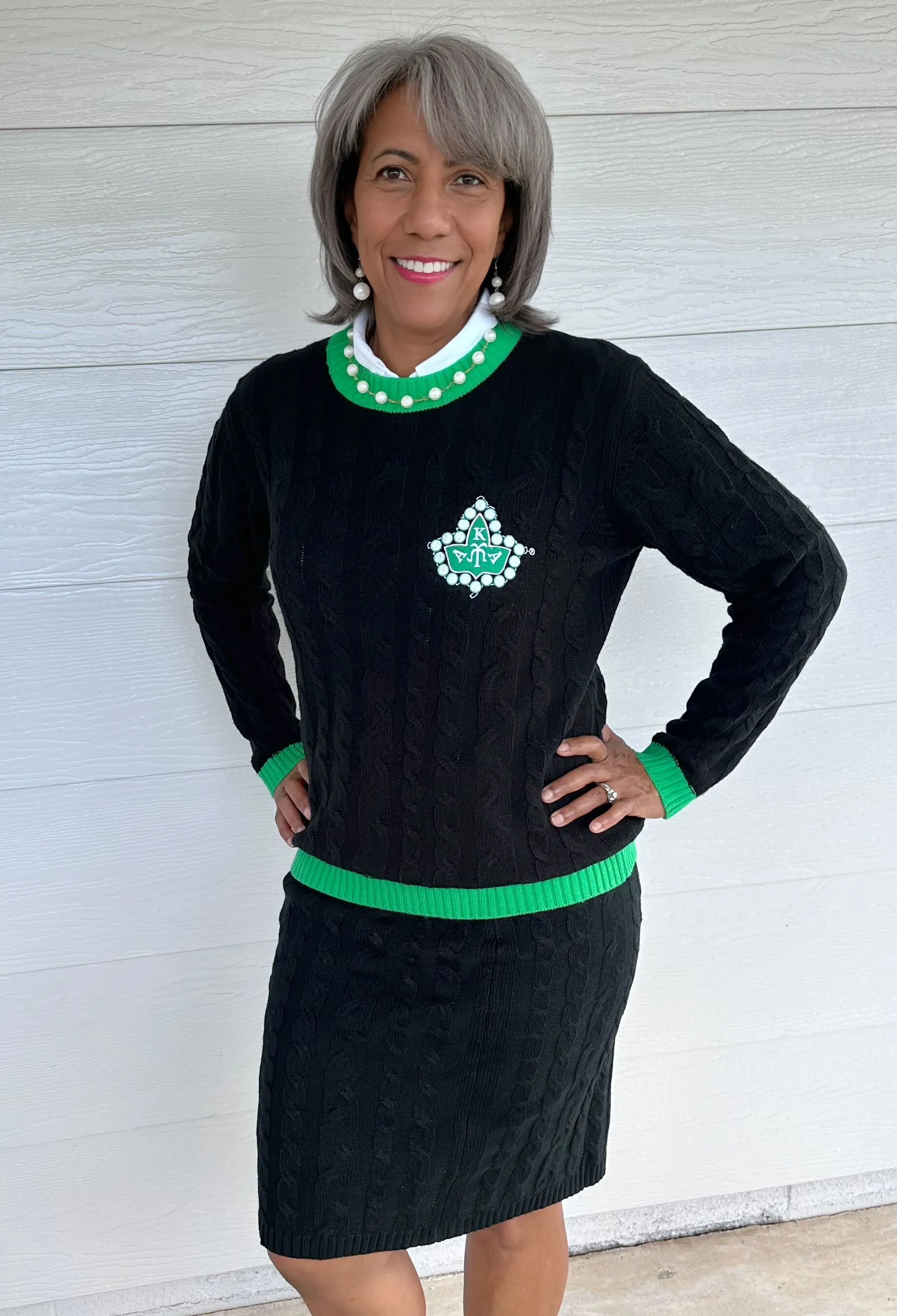AKA | Cable Knit Skirt & Sweater Set