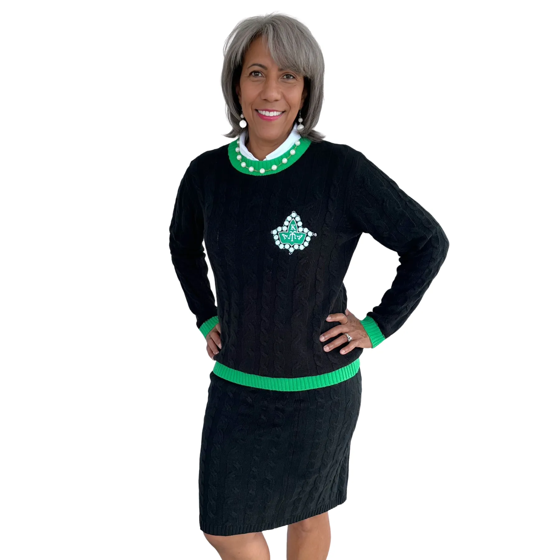 AKA | Cable Knit Skirt & Sweater Set