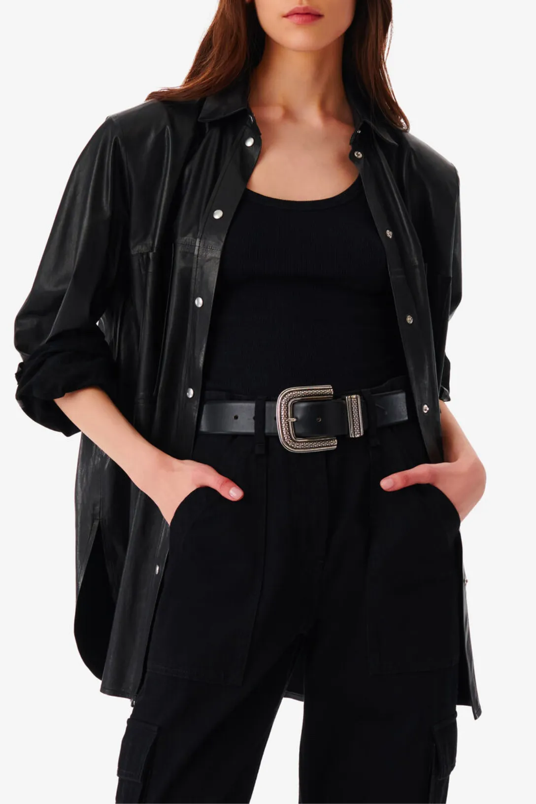 Alegre Leather Shirt | Black