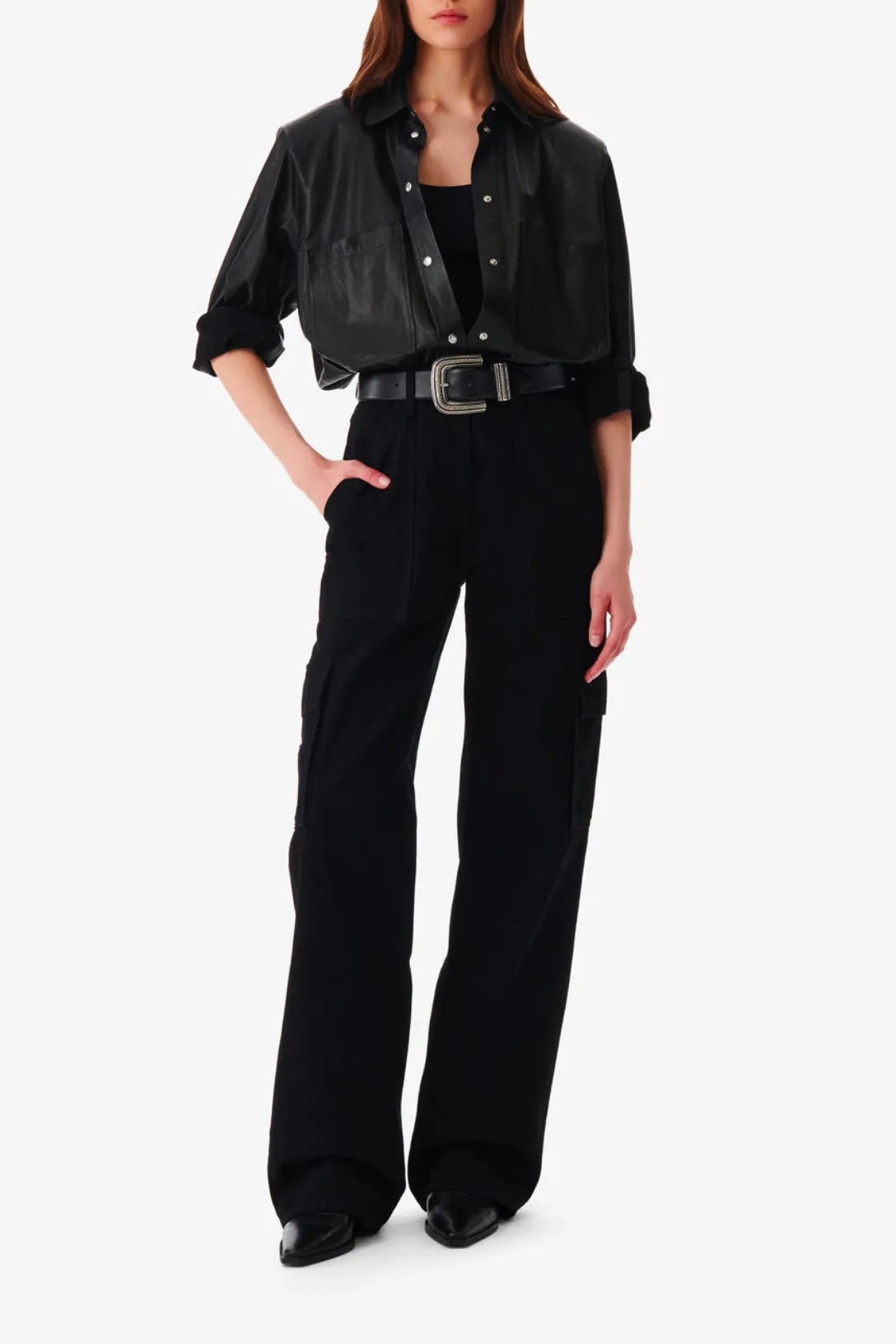 Alegre Leather Shirt | Black
