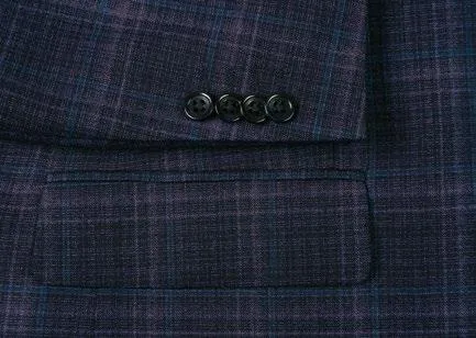 Alessandro Vitello by Renoir Wool Blend Stretch Checked Navy Blazer 561-15