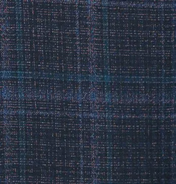 Alessandro Vitello by Renoir Wool Blend Stretch Checked Navy Blazer 561-15