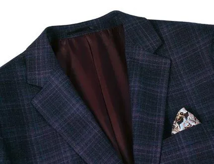 Alessandro Vitello by Renoir Wool Blend Stretch Checked Navy Blazer 561-15
