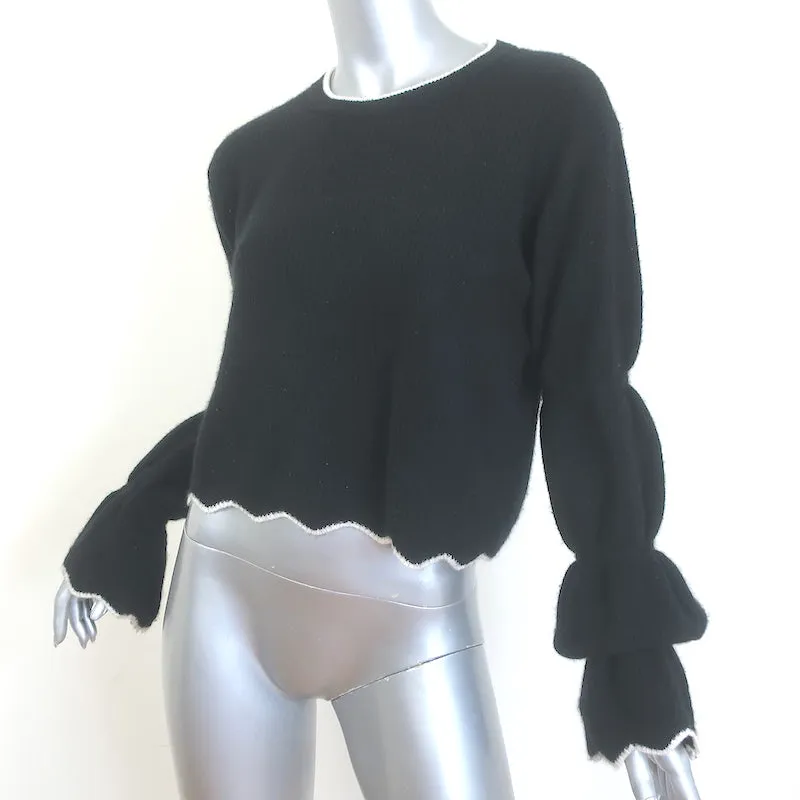 Alice   Olivia Foss Puff Sleeve Sweater Black Cashmere-Blend Size Extra Small