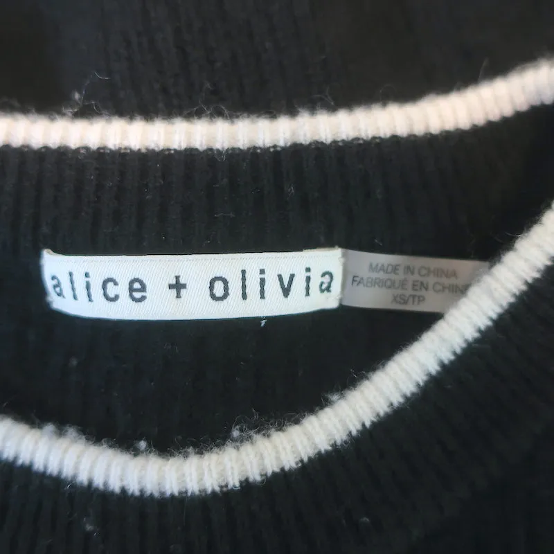 Alice   Olivia Foss Puff Sleeve Sweater Black Cashmere-Blend Size Extra Small