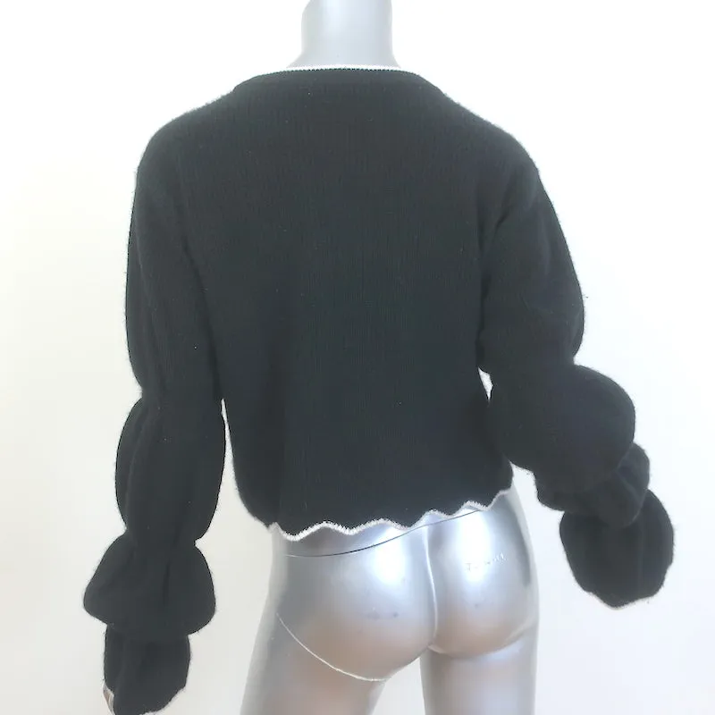 Alice   Olivia Foss Puff Sleeve Sweater Black Cashmere-Blend Size Extra Small