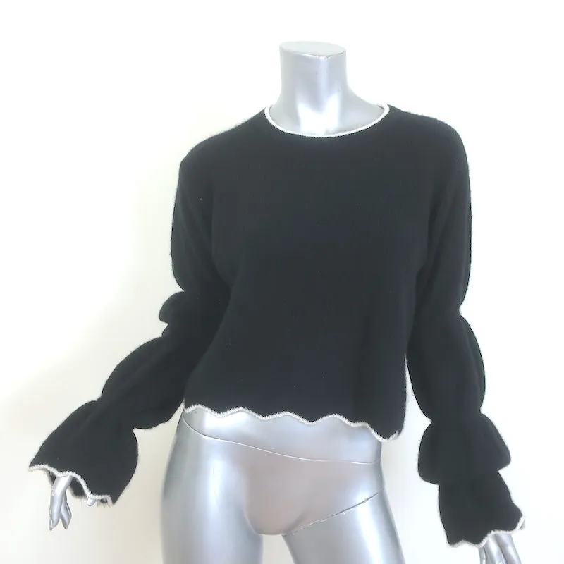 Alice   Olivia Foss Puff Sleeve Sweater Black Cashmere-Blend Size Extra Small