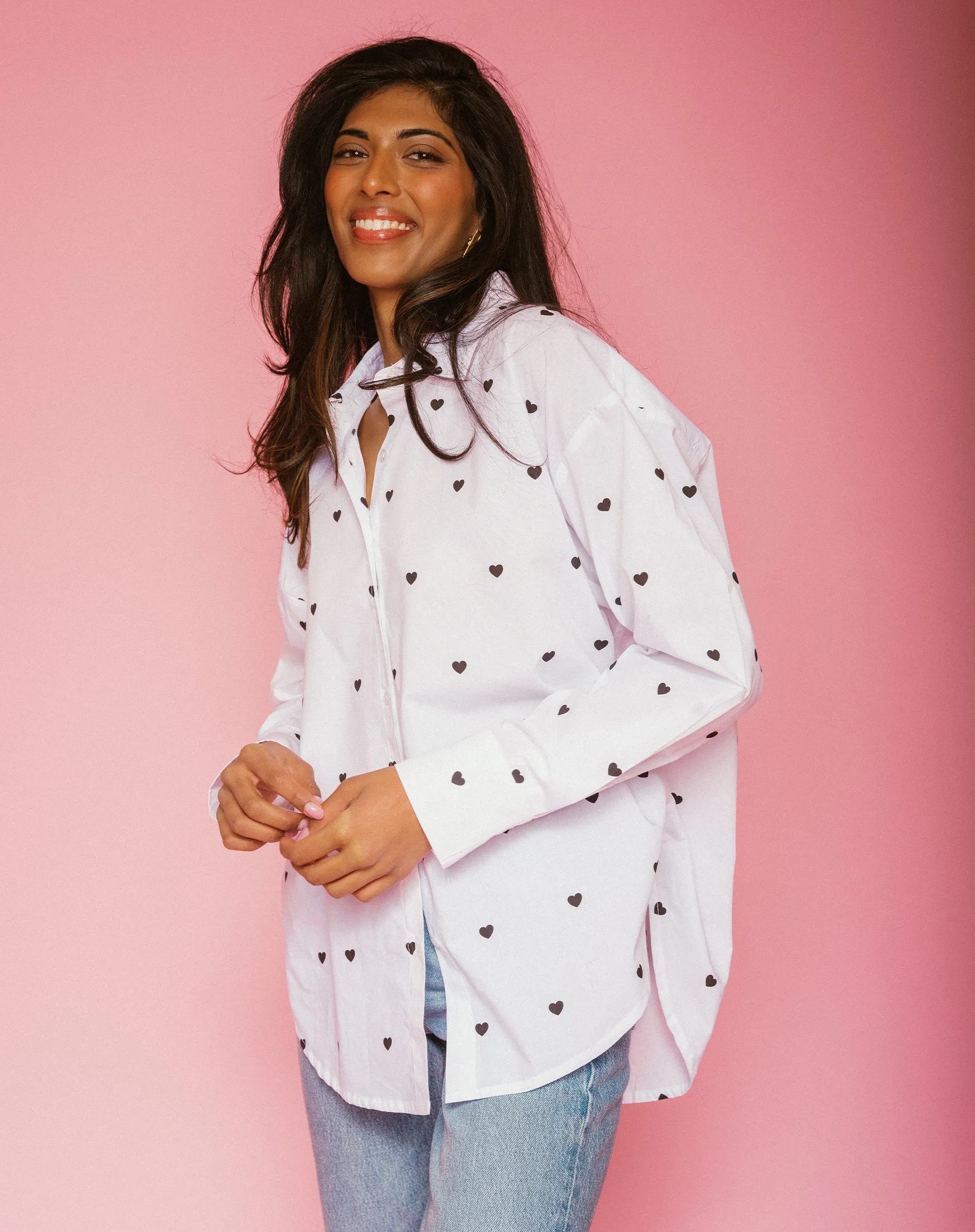 All Over Mini Heart Button Up Shirt