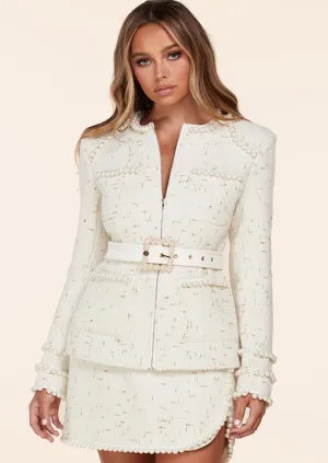 “ALLURE”  2- PIECE WHITE TWEED SET.