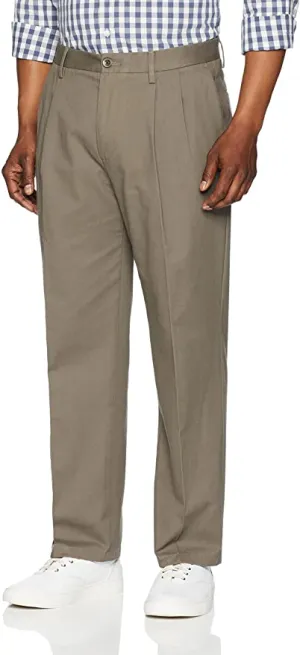 Amazon Essentials Men's Classic-fit Wrinkle-Resistant Pleated Chino Pant, Taupe! Sz 40W X 34L!