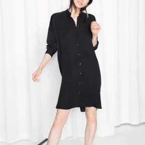 &amp; Other Stories Black Snap Button Long Sleeve Shirt Dress Size 8/M