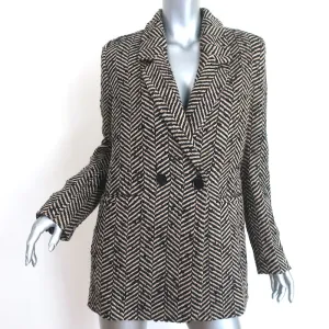 ANINE BING Diana Blazer Beige & Black Fishbone Tweed Size Medium
