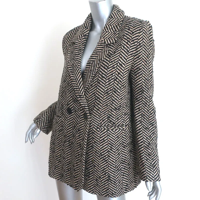 ANINE BING Diana Blazer Beige & Black Fishbone Tweed Size Medium