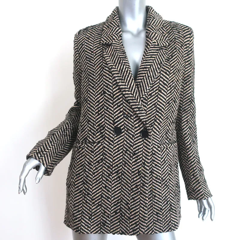 ANINE BING Diana Blazer Beige & Black Fishbone Tweed Size Medium