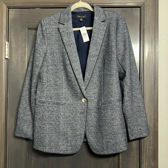 Ann Taylor NWT Navy Tweed Blazer Size 14