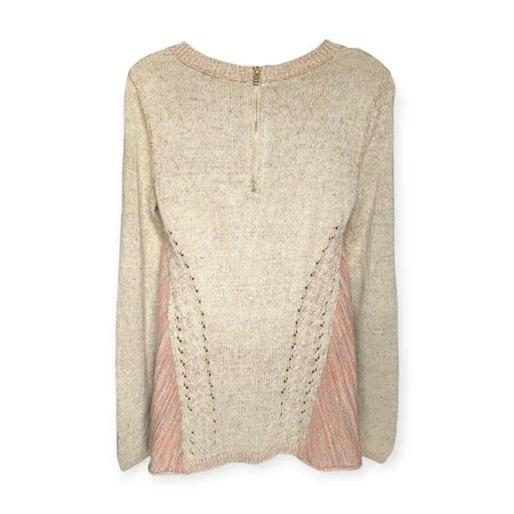 Anthropologie Moth Anita Swing Sweater Linen Cable Knit Pink Rose Pullover S