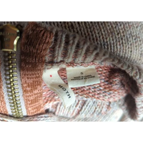 Anthropologie Moth Anita Swing Sweater Linen Cable Knit Pink Rose Pullover S