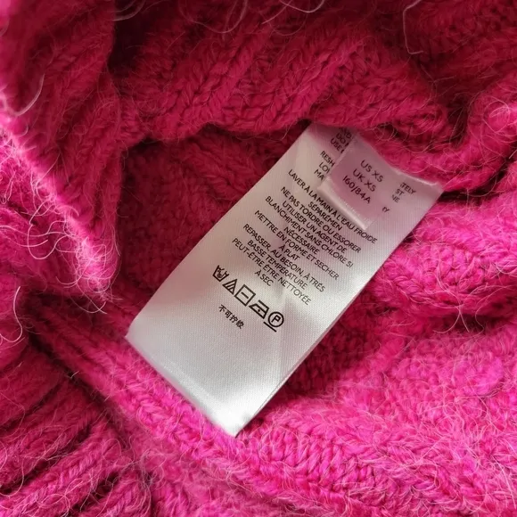 Anthropologie Payton Cable Knit Pullover Half Zip Sweater XS Fiusha Pink