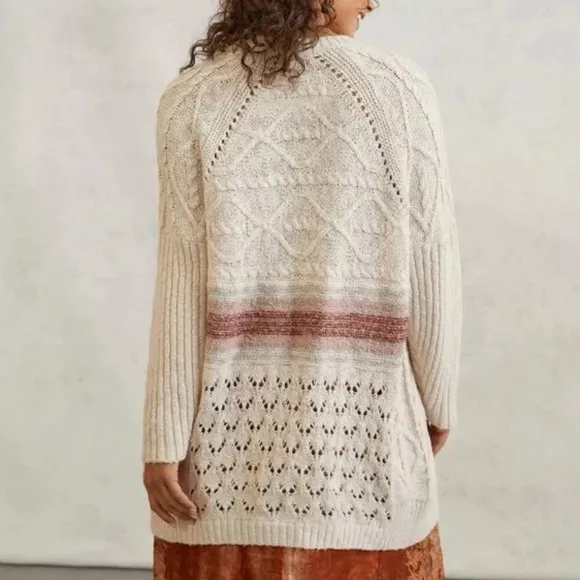 Anthropologie PILCRO Jemma Cable Knit Oversized Cardigan Sweater Size XS/S EUC