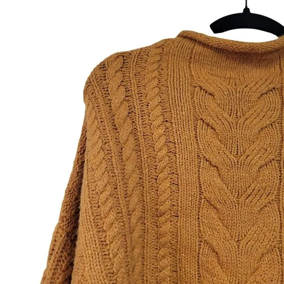 Anthropologie | Pilcro Mock Neck Cable Knit Chunky Burnt Orange Sweater Size M