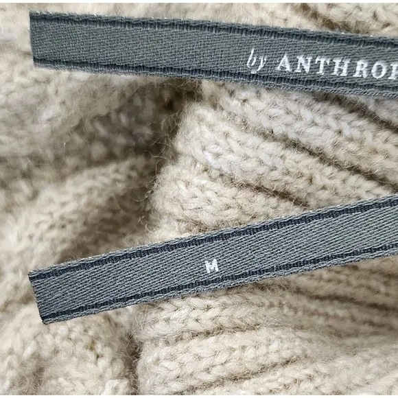 Anthropologie Twofer Turtleneck Cable Sweater Top Womens Size Medium Tan White