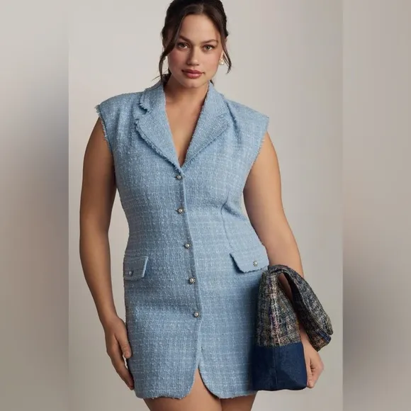 Anthropology Maeve Sleeveless Tweed Blazer Mini Dress