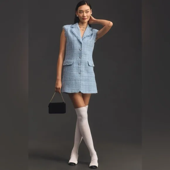 Anthropology Maeve Sleeveless Tweed Blazer Mini Dress