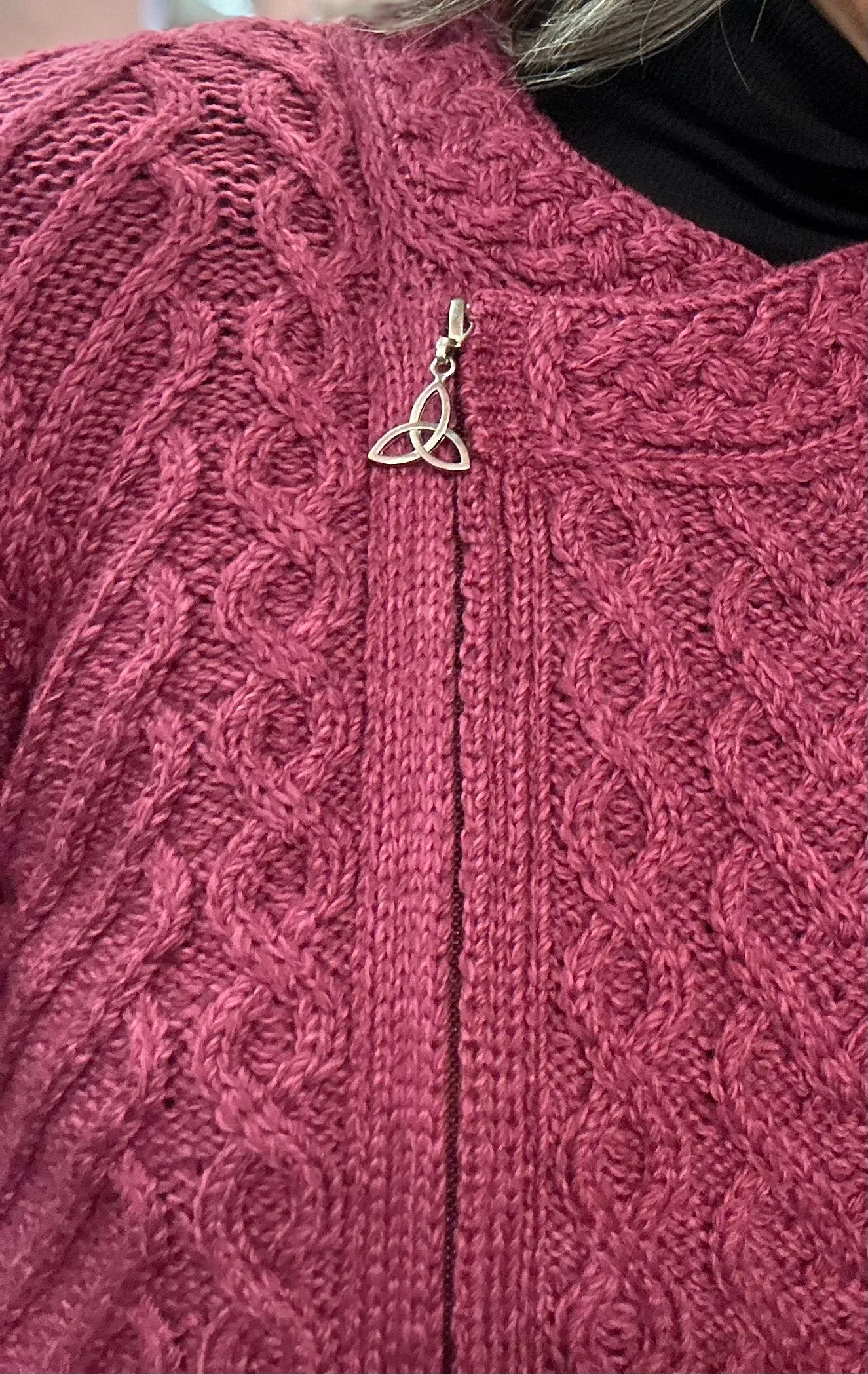 Aran Cable Knit Super Soft Side Zip Short Coat Sweater