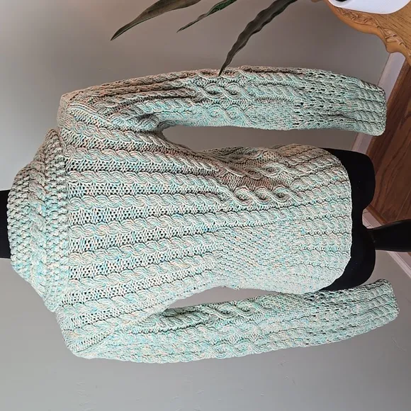 Arden B. Y2K chunky knit sweater mint Cable