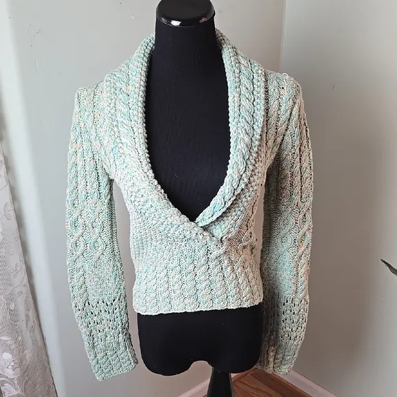 Arden B. Y2K chunky knit sweater mint Cable