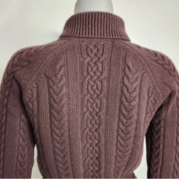 Aritzia Sunday Best &quot;Gigi&quot; Brown Cable Knit Collared Zip-Up Sweater Size 2XS