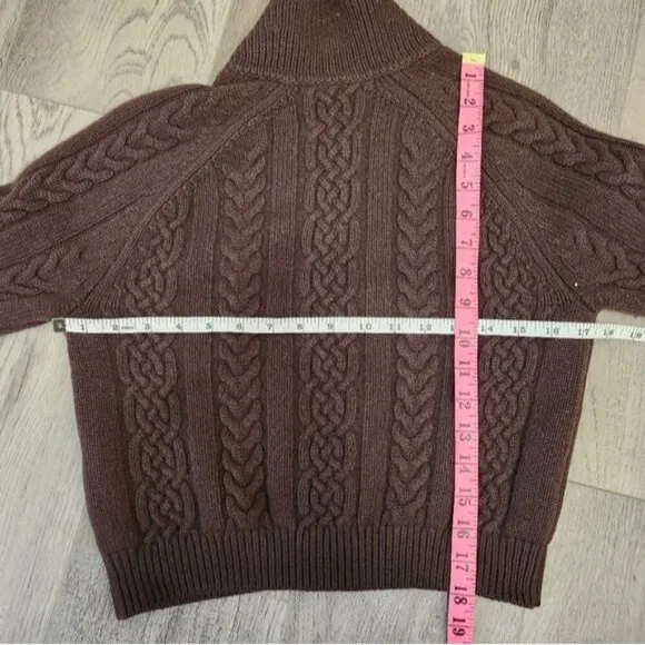 Aritzia Sunday Best &quot;Gigi&quot; Brown Cable Knit Collared Zip-Up Sweater Size 2XS