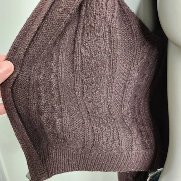 Aritzia Sunday Best &quot;Gigi&quot; Brown Cable Knit Collared Zip-Up Sweater Size 2XS