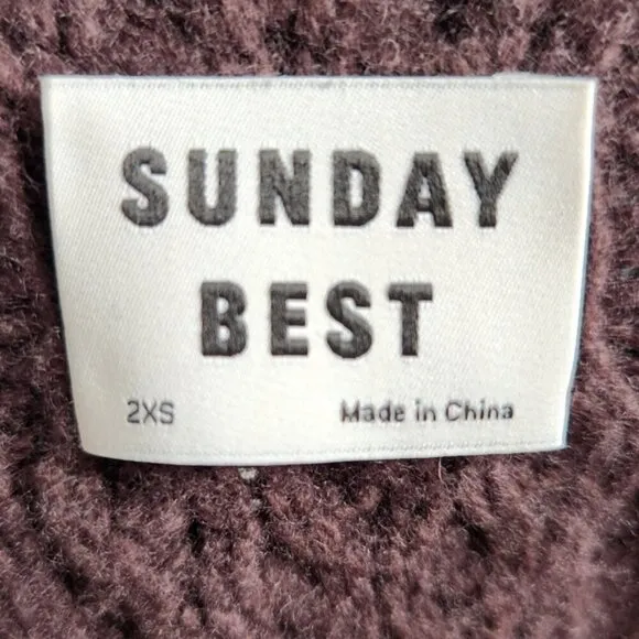 Aritzia Sunday Best &quot;Gigi&quot; Brown Cable Knit Collared Zip-Up Sweater Size 2XS