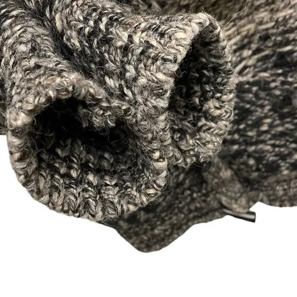 ARITZIA Wool Chunky Knit Button Front Cardigan Sweater Jacket Gray Black Cream S