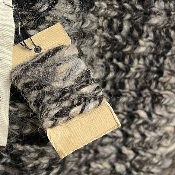 ARITZIA Wool Chunky Knit Button Front Cardigan Sweater Jacket Gray Black Cream S