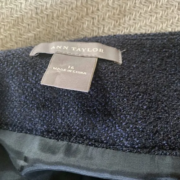 AT Navy Boucle Ruffle Pencil Skirt