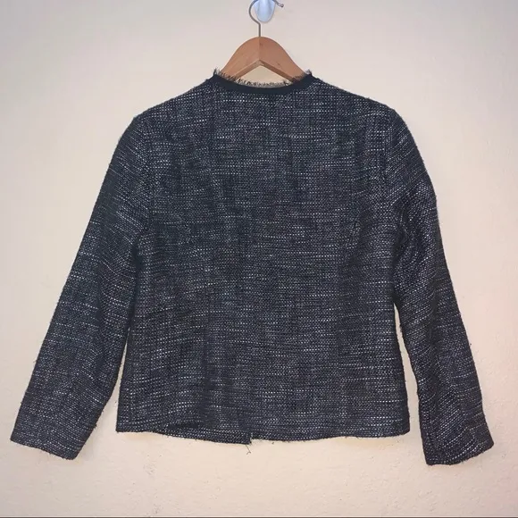 Avec Les Filles Black Tweed Open Front Blazer
