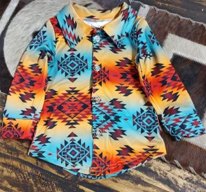 AZTEC WESTERN COLLAR BUTTON UP SHIRT
