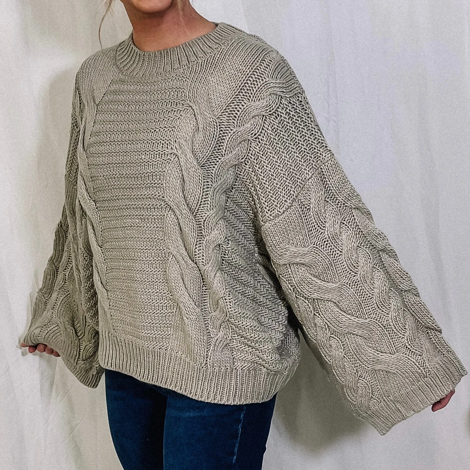 Baby It's Cold Outside Oversized Sweater - Light Grey - LAST ONE