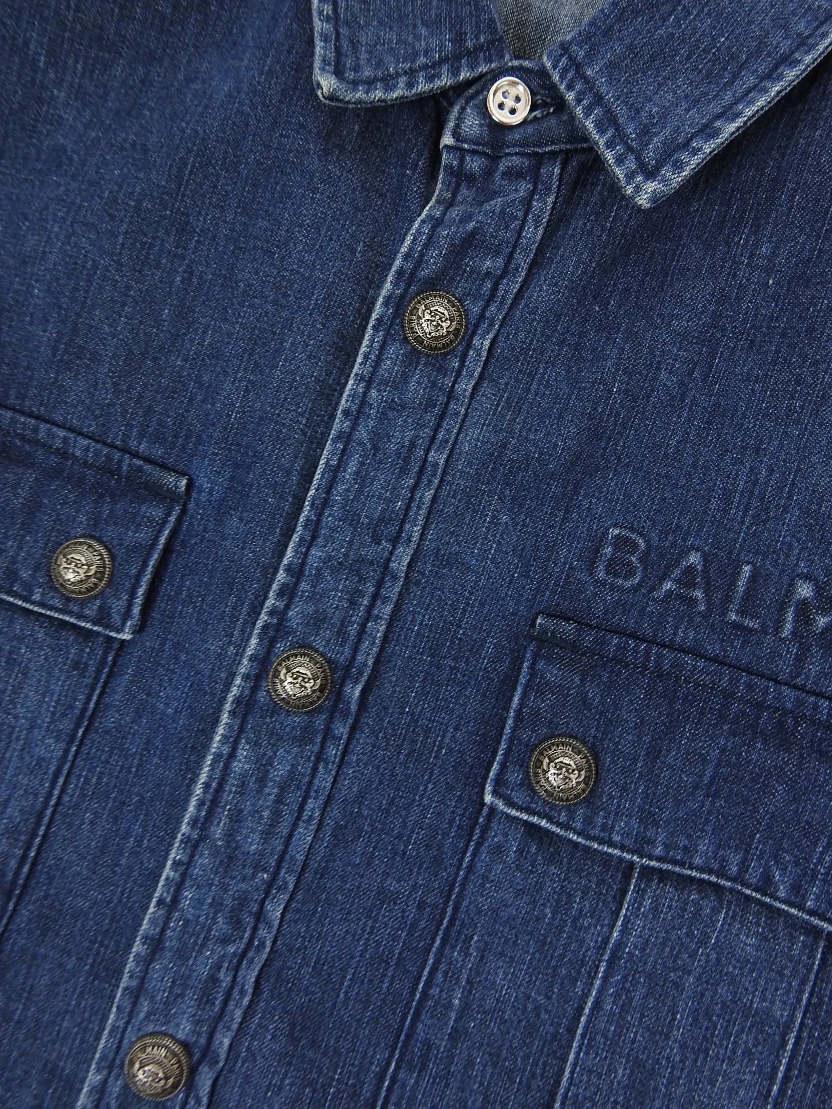 Balmain Denim Military Shirt Size 39