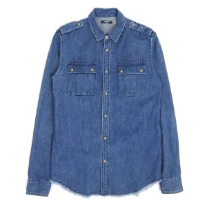Balmain Denim Military Shirt Size 39