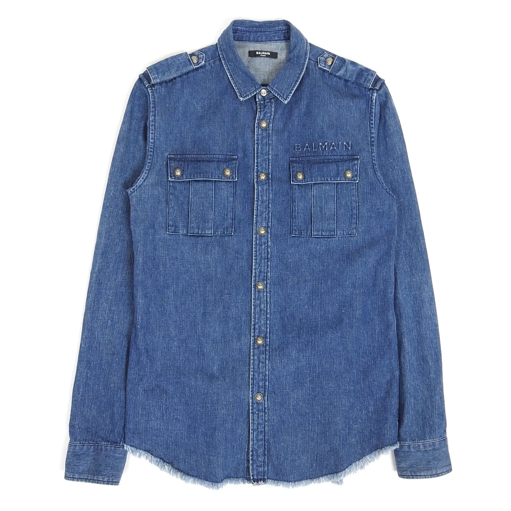 Balmain Denim Military Shirt Size 39