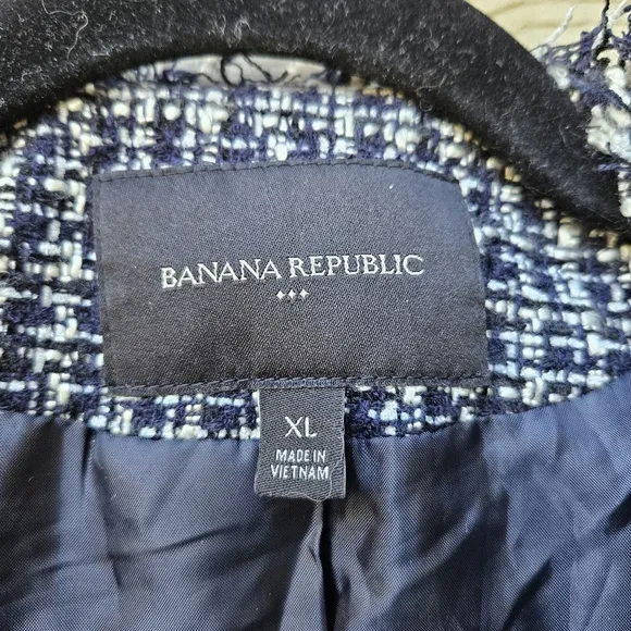 Banana Republic Boucle Jacket open front blazer in Navy Multi XL