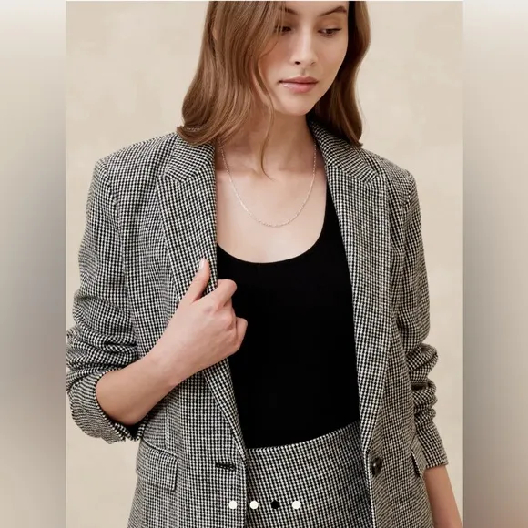 Banana Republic WOOL-BLEND HOUNDSTOOTH BLAZER Size 6 NWOT