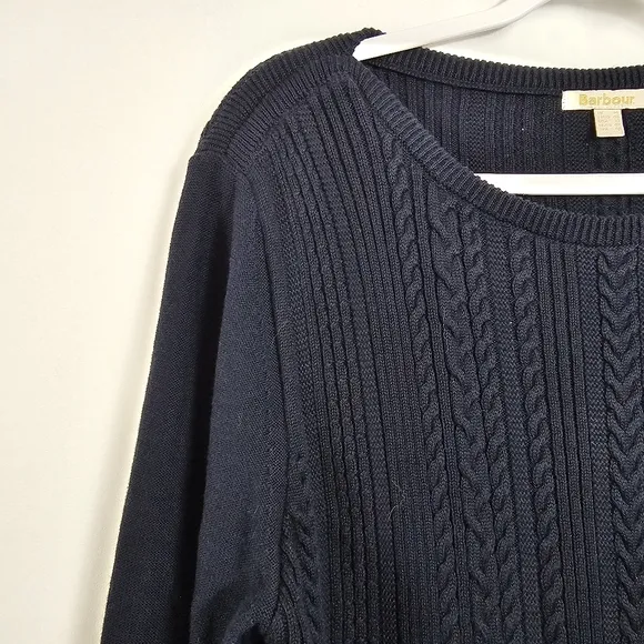 Barbour Cable Knit Sweater in Navy - Size 10