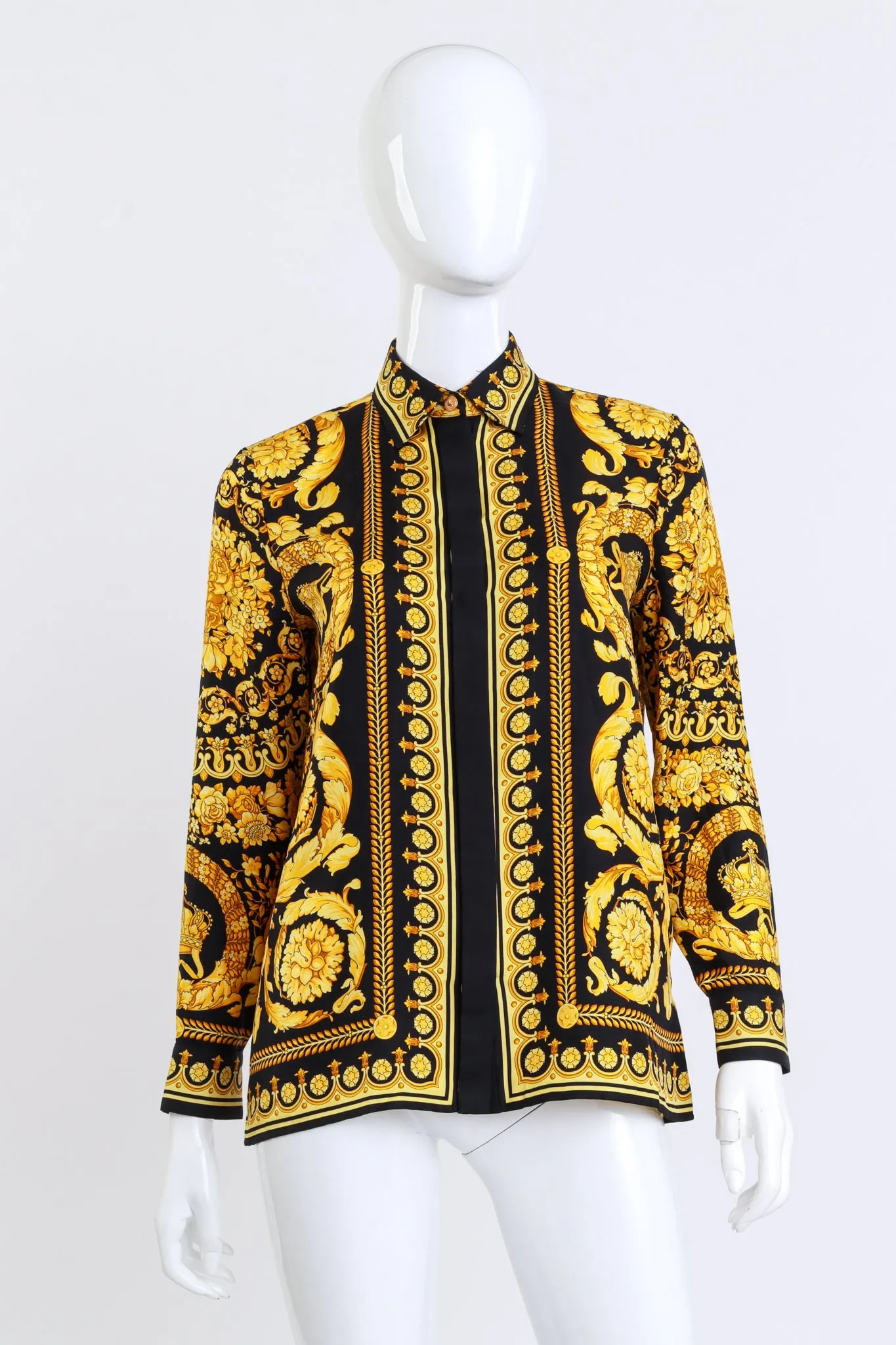 Baroque Crown Silk Button Up