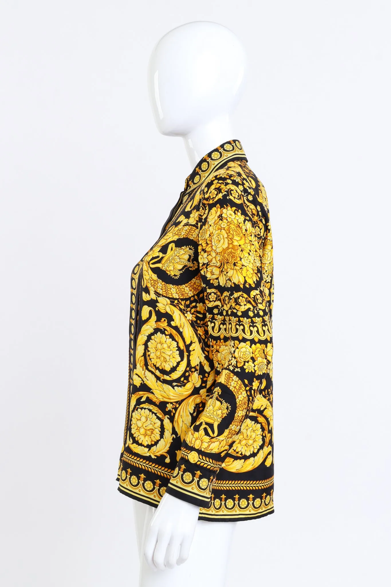 Baroque Crown Silk Button Up