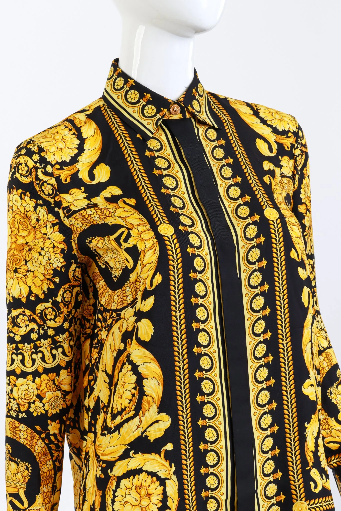 Baroque Crown Silk Button Up