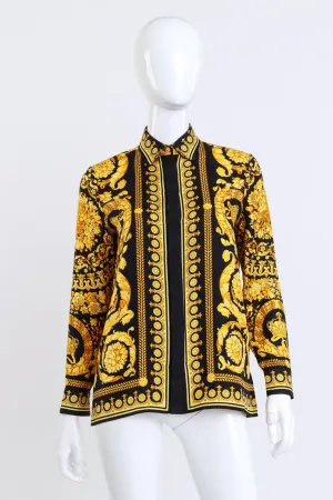 Baroque Crown Silk Button Up